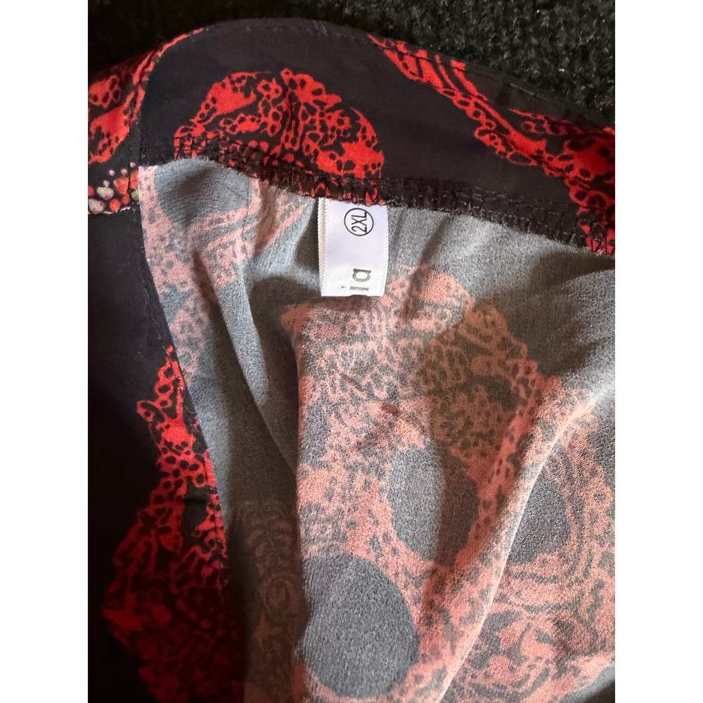 Nextmia Red Black Sugar Skull Print Sheer Kimono Cardigan Bell Sleeve 2XL - Picture 4 of 4